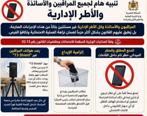 تنبيه هام لجميع المراقبين والأساتذة والأطر التربوية لضمان نزاهة امتحانات البكالوريا 2026